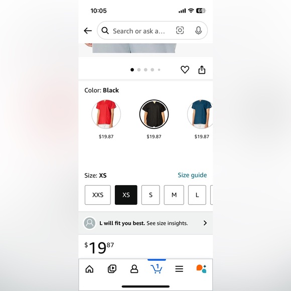 Cherokee XS scrub top, Black (BLKW) - Picture 4 of 6